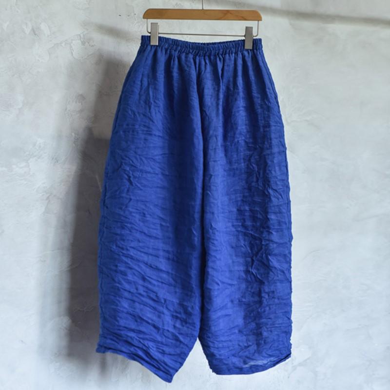 Johnature Women Solid Color Wide Leg Pants Elastic Waist Spring Trouser Casual Women Long Pants