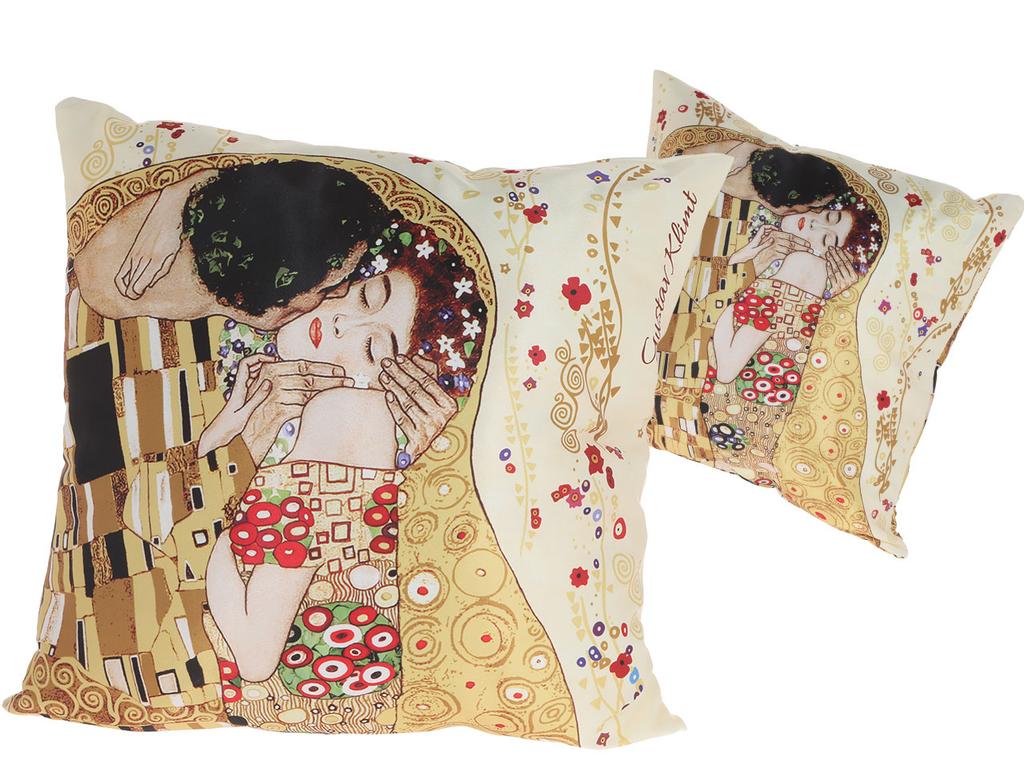 Poduszka Dekoracyjna Poszewka Gustav Klimt Pocałunek Kremowa Jasiek