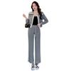 Autumn Winter Women's Fashion Casual Two-Piece Set: Stylish Cardigan Jacket & Wide-Leg Pants