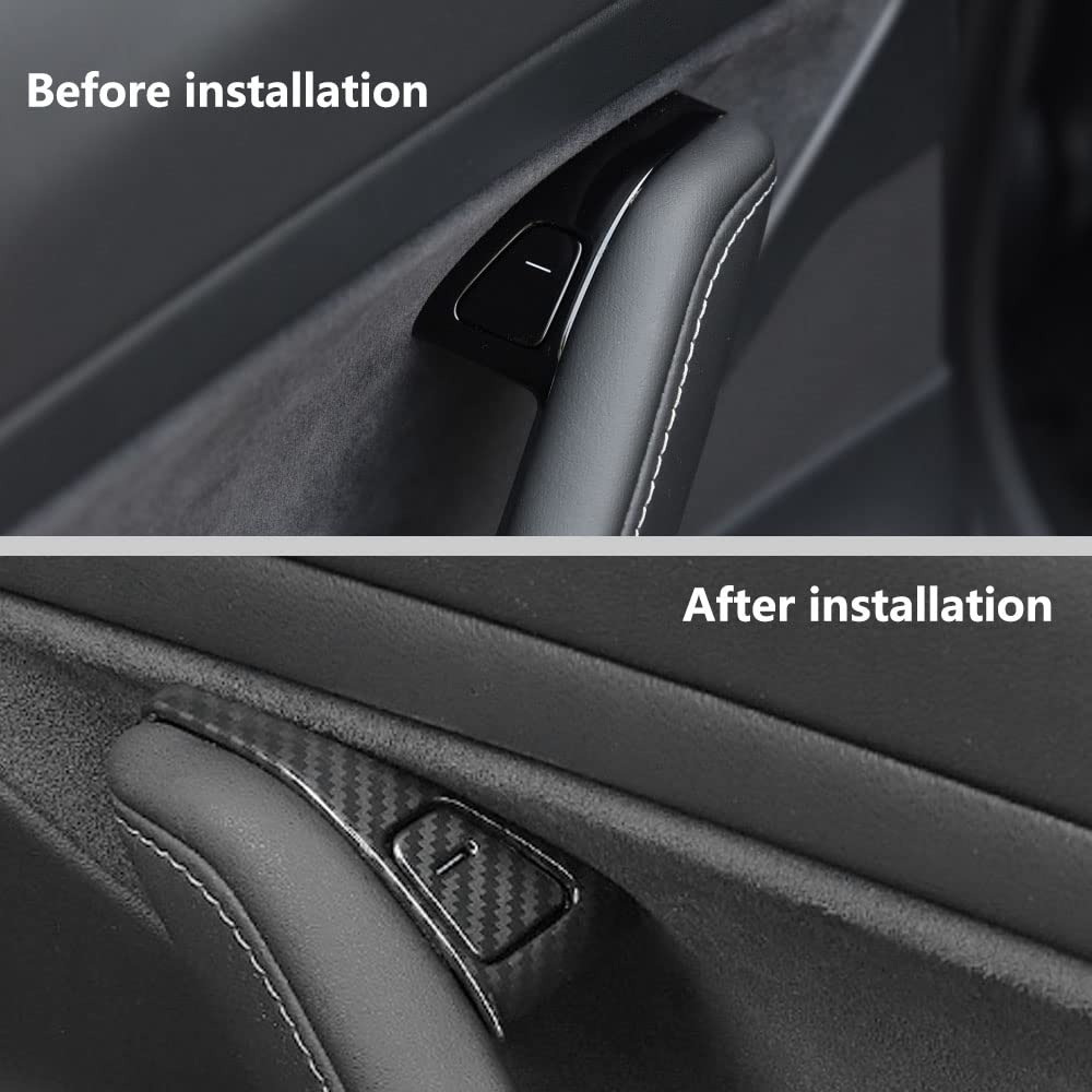 Carbon Fiber Interior Door Window Switch Panel Cover Trim Decoration Accessories For Tesla Model 3 2017-/Model Y -