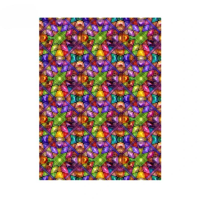 Translucent Self-Adhesive Stained Window Sticker Retro Geometric Pattern Glass Film Home Bathroom Decor Art Privacy Film