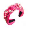 Nail Pearl Head Hoop Solid Color Baroque Headband Vintage Rhinestone Pearl Hairband  Adult
