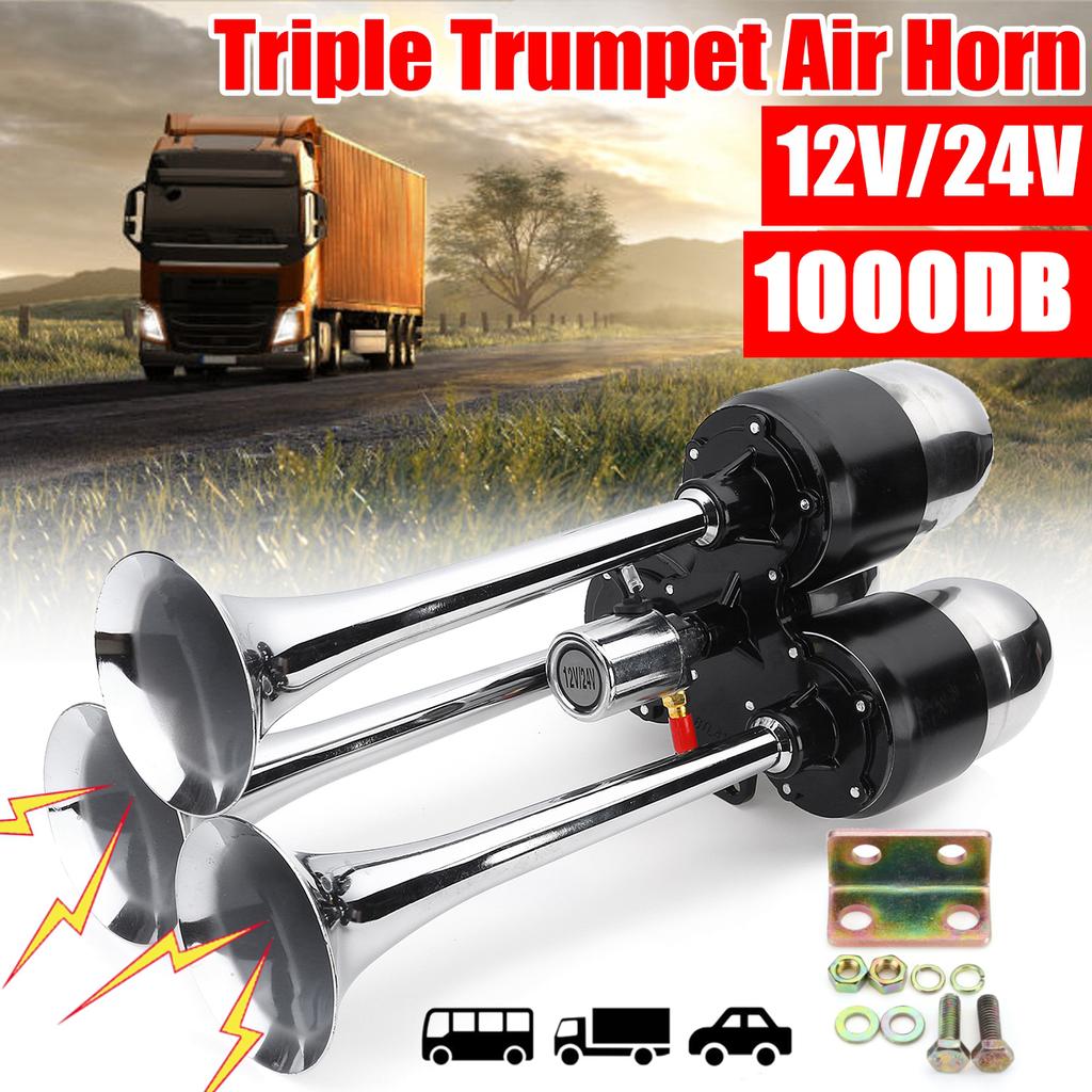 1000DB 12V Electric Train Horn Kit For Truck – Super Loud Dual Trumpet