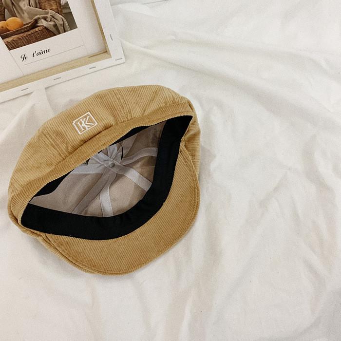 Trendy Embroidered Corduroy Vintage Cap For Women Chic Baker Boy Hat Four Seasons