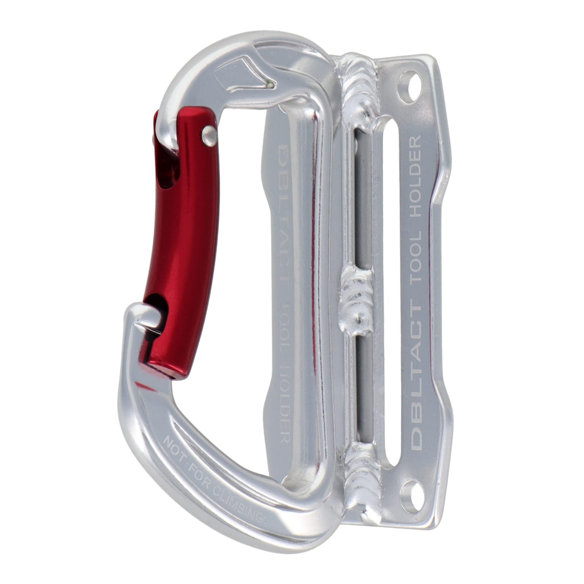 

Sankyo Corporation DBLTACT Carabiner Tool Holder Forged Aluminum Silver Curved Gate High-Strength DT-AHS-S
