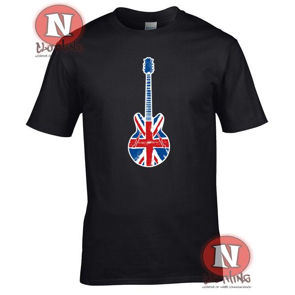 Union Jack Guitar Music Premium Printed T-shirt. Parties,festivals and Clubs