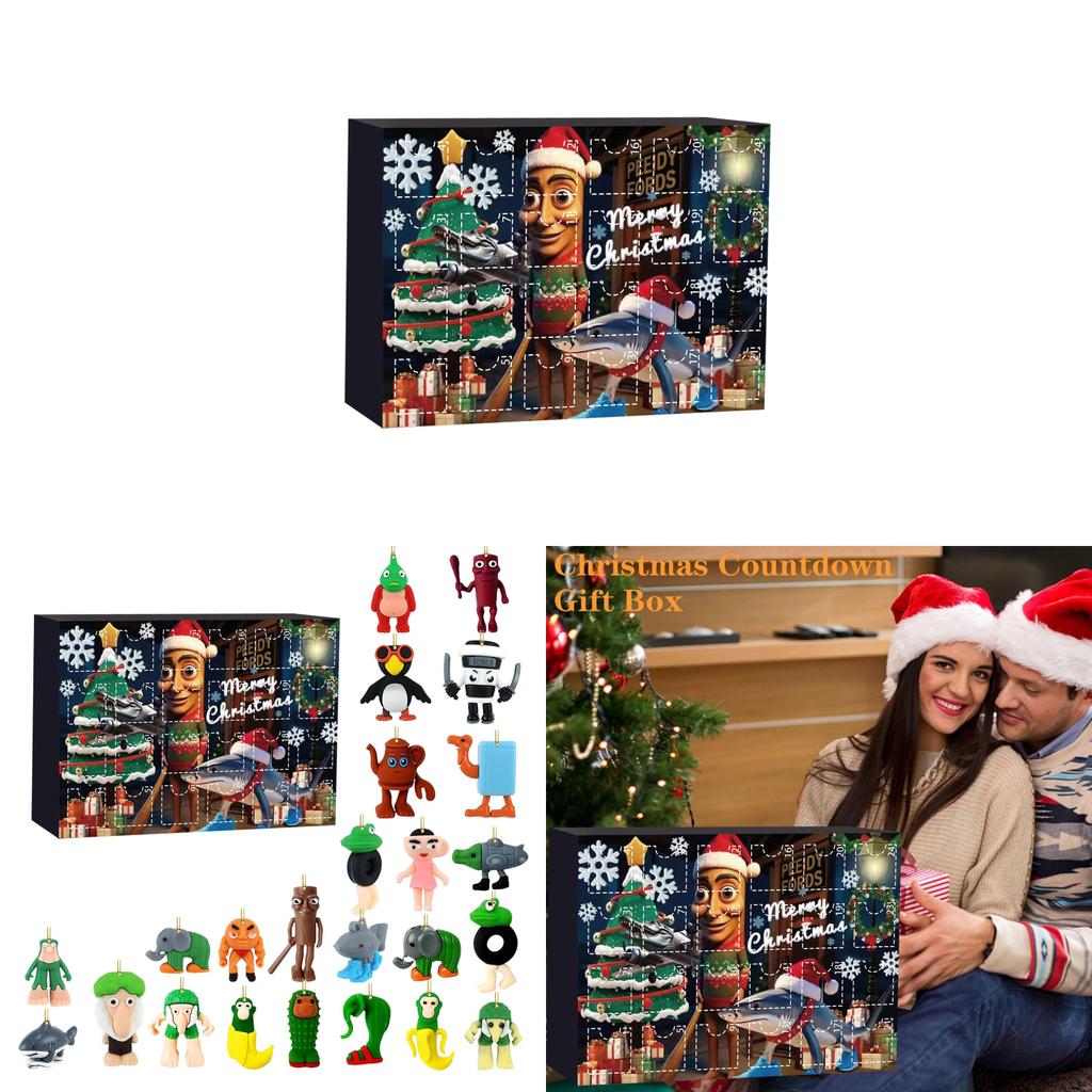 Calendar de Advent Acrilic Italian Brainrot Cu Figurine Personaj Pentru Decor de Sărbători