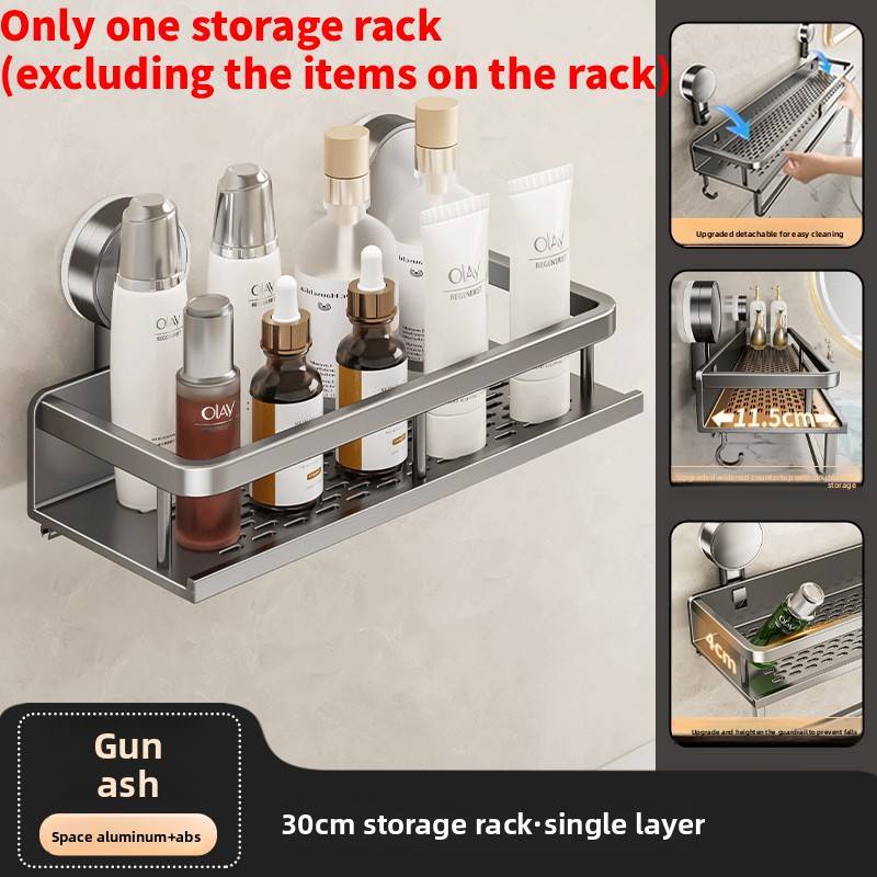 Multipurpose Suction Wall Shelf For Bathroom And Kitchen With Easy Install 30cm