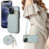 For iPhone 7/8 Plus/XR/Xsmax/11 Pro/12 Mini Fashion Zipper Style Phone Case Wallet Cover with Strap