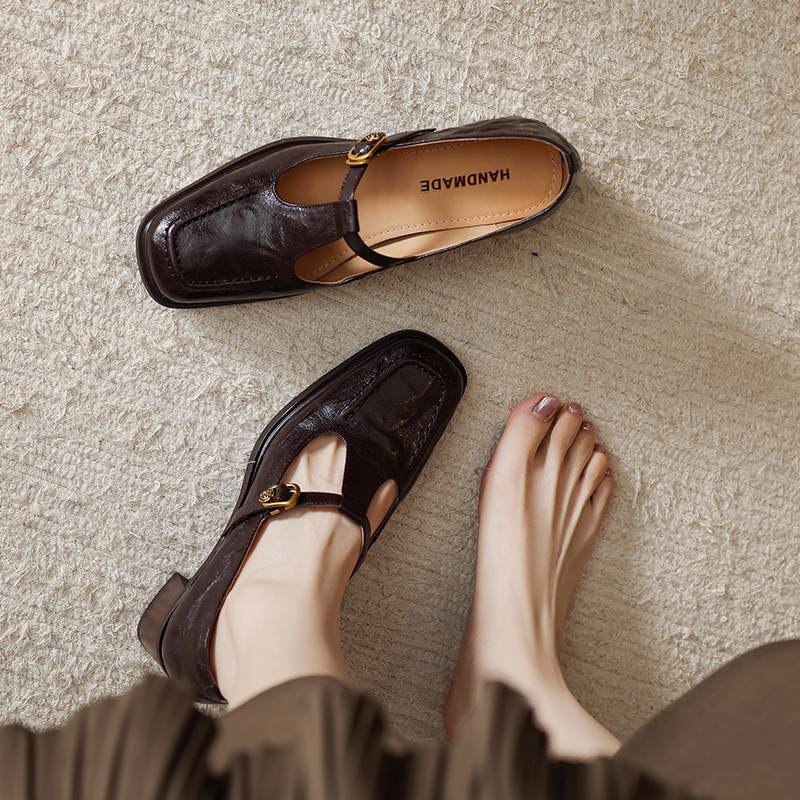 

Krazing Pot Овчина Круглый Носок Размер 40 Массивный Средний Каблук Ремешки с Пряжками Повседневные Осенние Туфли 37 коричневый