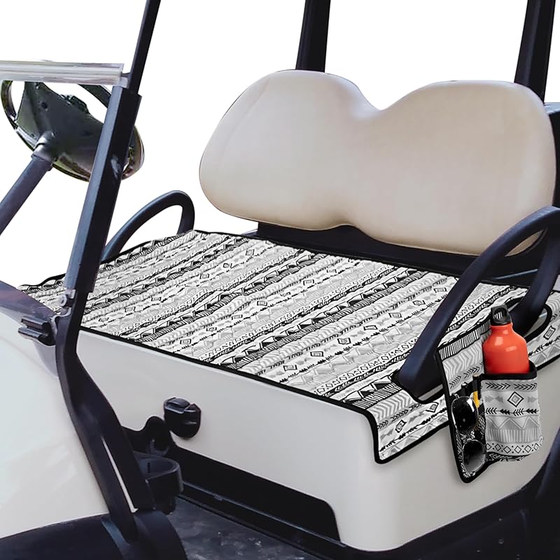 Golf Cart Seat Covers, Golf Cart Seat Towel Blanket with 4 Side Pockets & Non-Slip Bottom Fits for EZGO, Club Car, Yamaha and More 2 Person Seats