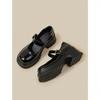 Genuine Soft Leather Thick Sole Mary Jane Shoes for Women French Style High Heels Small Height Increasing Leather Shoes