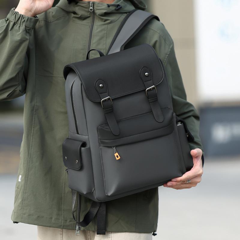 Schoolbag New Retro Men's PU Backpack Business Leisure Outdoor Computer Backpack Student Bag Wholesale