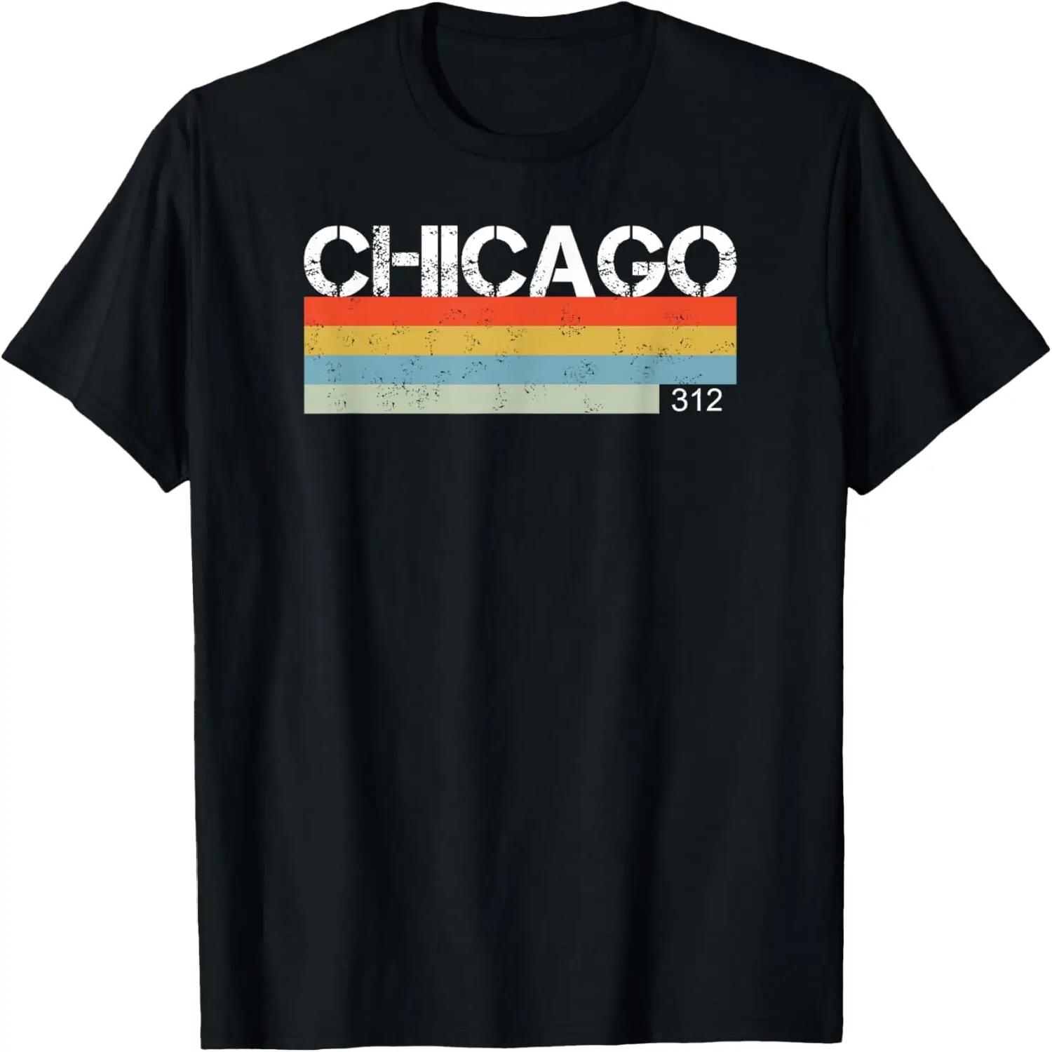 Chicago, ILLINOIS, AREA CODE 312 RETRO Stripes T-Shirt XXXXXL чёрный