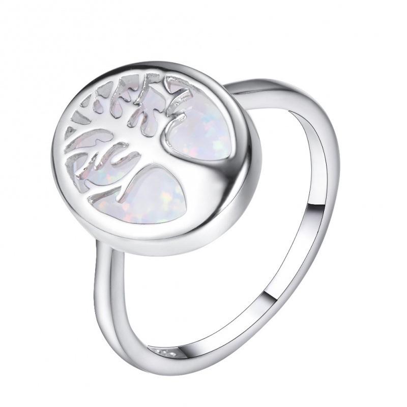 Accessories White Orbo Tree of Life Round Ring European and American Ring Jewelry Platinum Creative Ring no. 6