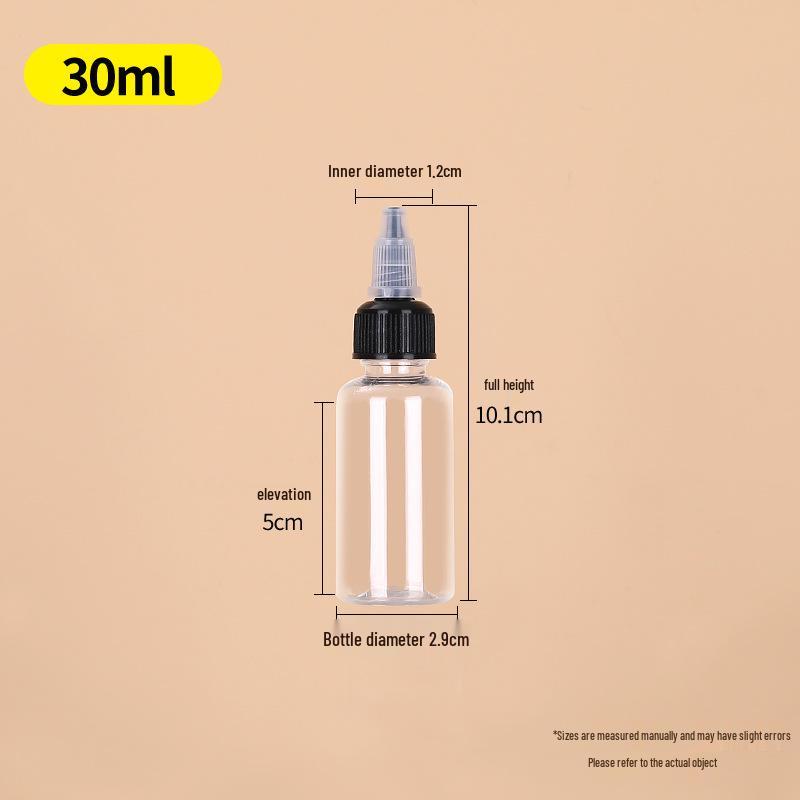 Transparent PET Squeeze Bottle with Pointed Mouth - Available in 30ml, 100ml, and 500ml Sizes