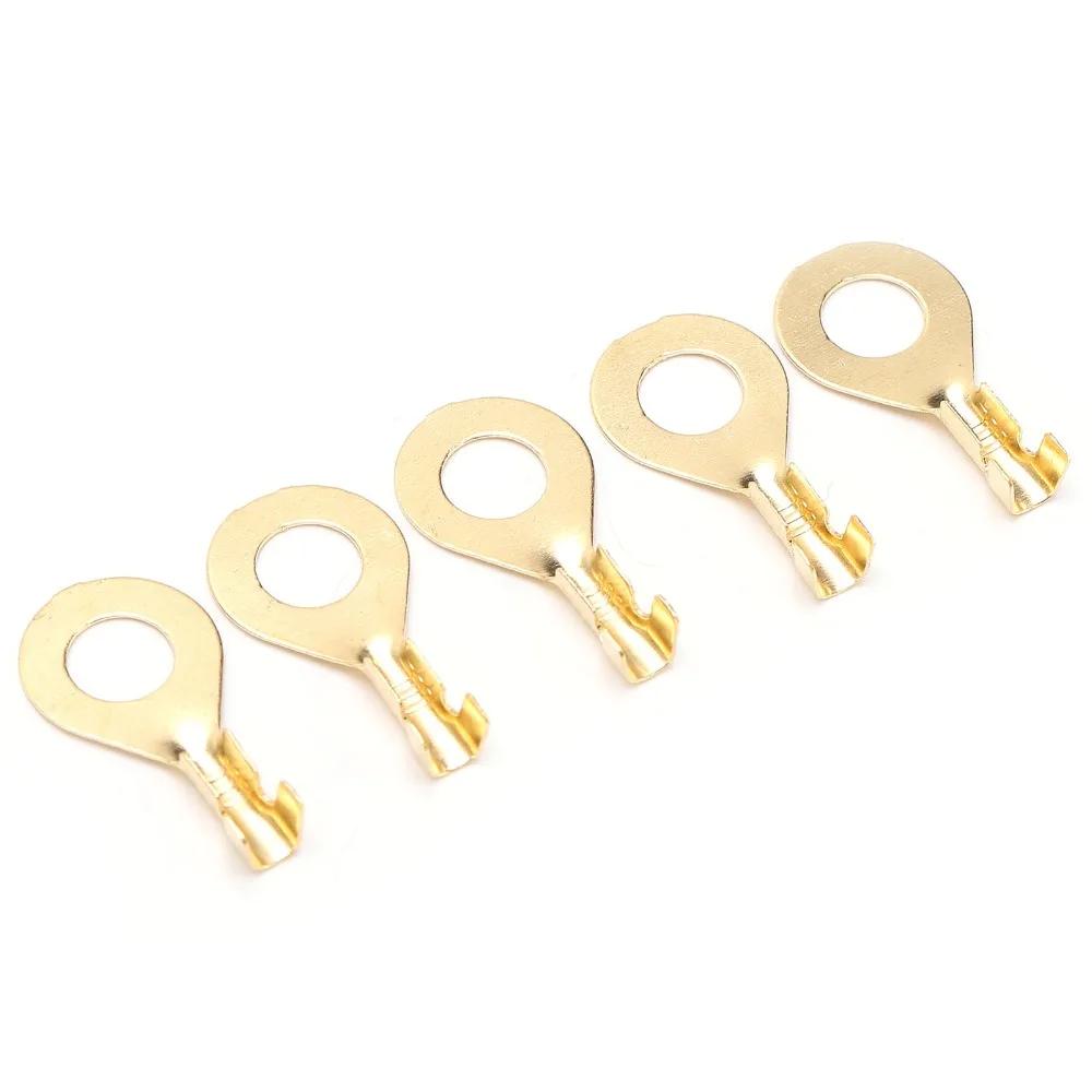 100Pcs M6 6.2mm Lug Ring Terminal Brass Sturdy Structure Eye Terminal Brass Eyelet Ring Terminal Low-frequency Working