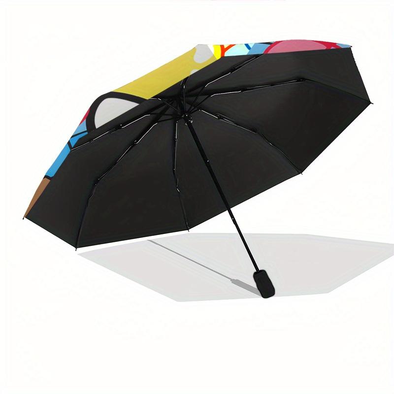 1pc Hello Kitty,Hearts Automatic Umbrella-Foldable, Durable 8-Bone Design, Compact and Stylish, Great for Camping, Halloween, Christmas, Mot