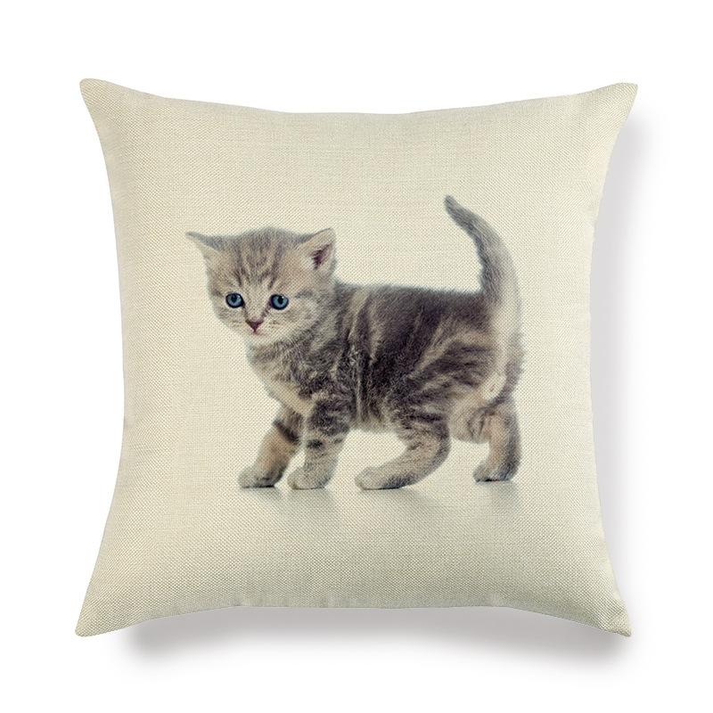 Cartoon Cat Pattern Series Super Soft Cotton and Linen Material Pillow Cover for Home Sofa Decoration Pillow Cover