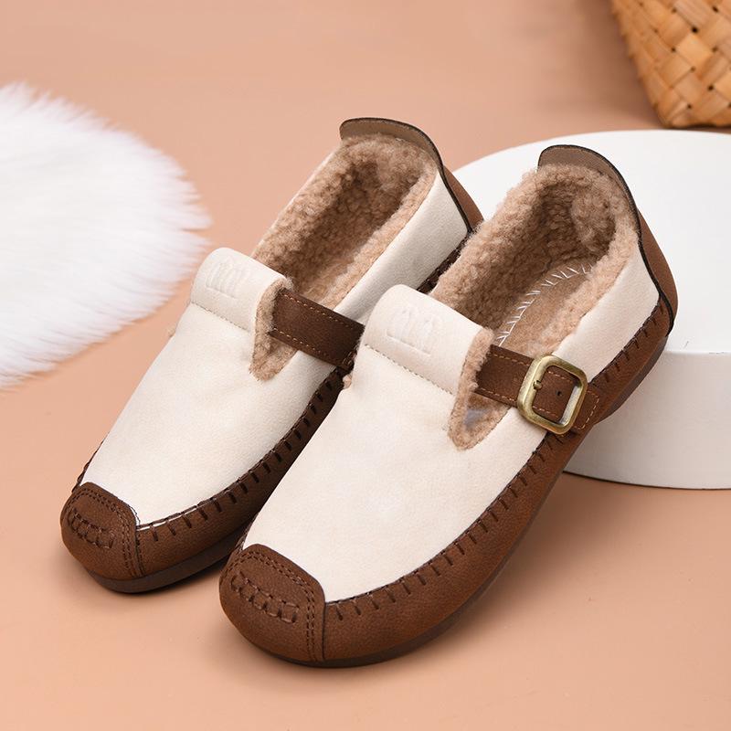 2025 Winter Fashion Women's Fleece-Lined Non-Slip Flat Shoes