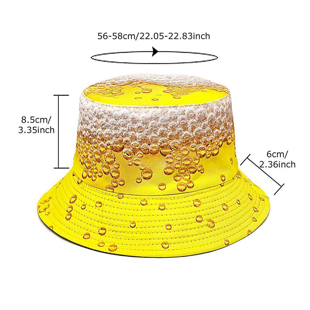 Bucket Hat Funny Beer Pattern Bucket Hat UV Protection Packable Oktoberfest Summer Caps for Mountaineering Strolls Cycling