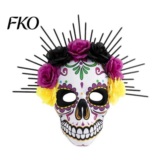 Tag der Toten Maske Mardi Gras Maske, Venezianische Party Zuckerschädel Maskenballmasken für Halloween Cosplay Mexikanische Rose