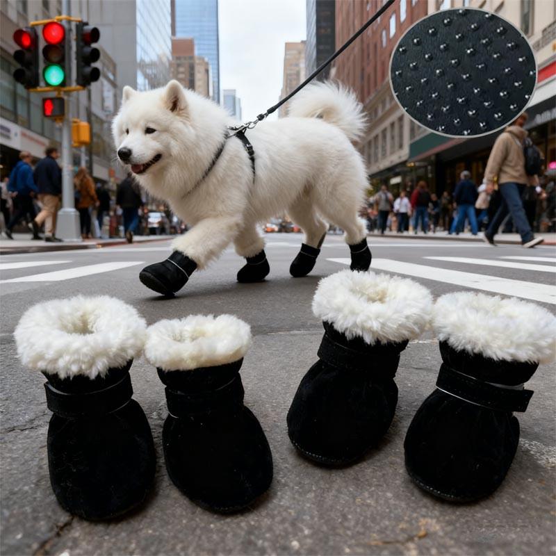 Waterproof Suede Dog Snow Boots Warm Anti Skid Paw Protectors Puppy Cat Winter Shoes for Small Dogs Chihuahua Teddy Booties