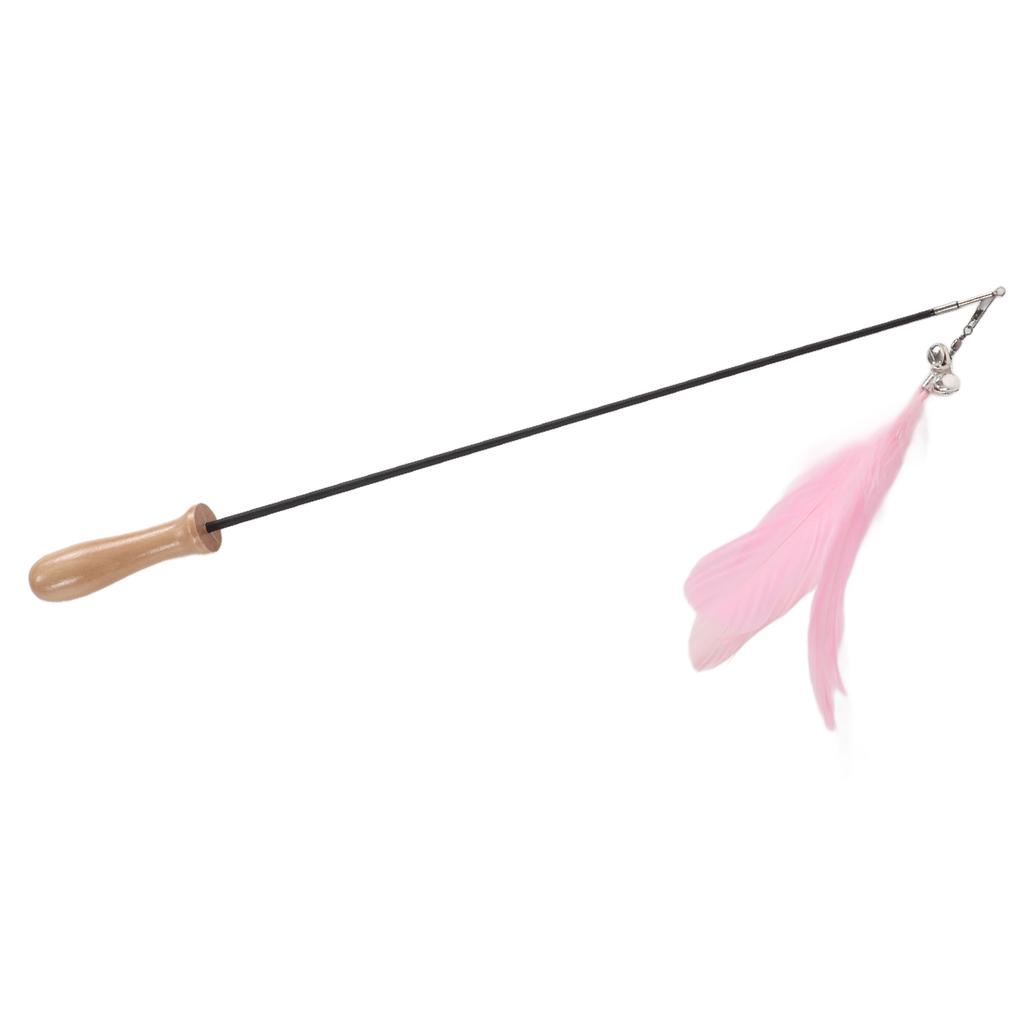 Lustiger Katzenstab Einziehbarer Federglöckchen Lustiger Katzenstab mit Holzstiel für WohnungskatzenPink