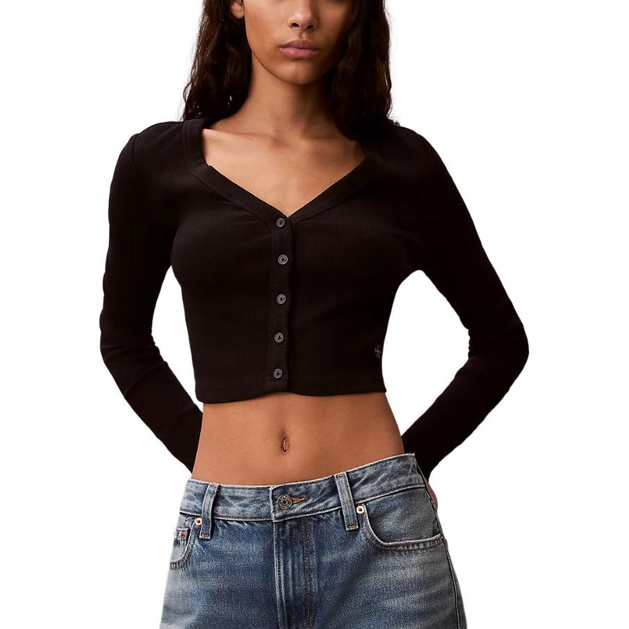 

Calvin Klein Short Comfortable Single-Breasted V-Neck Knit Sweater Women tops 47C204G-UB1 M