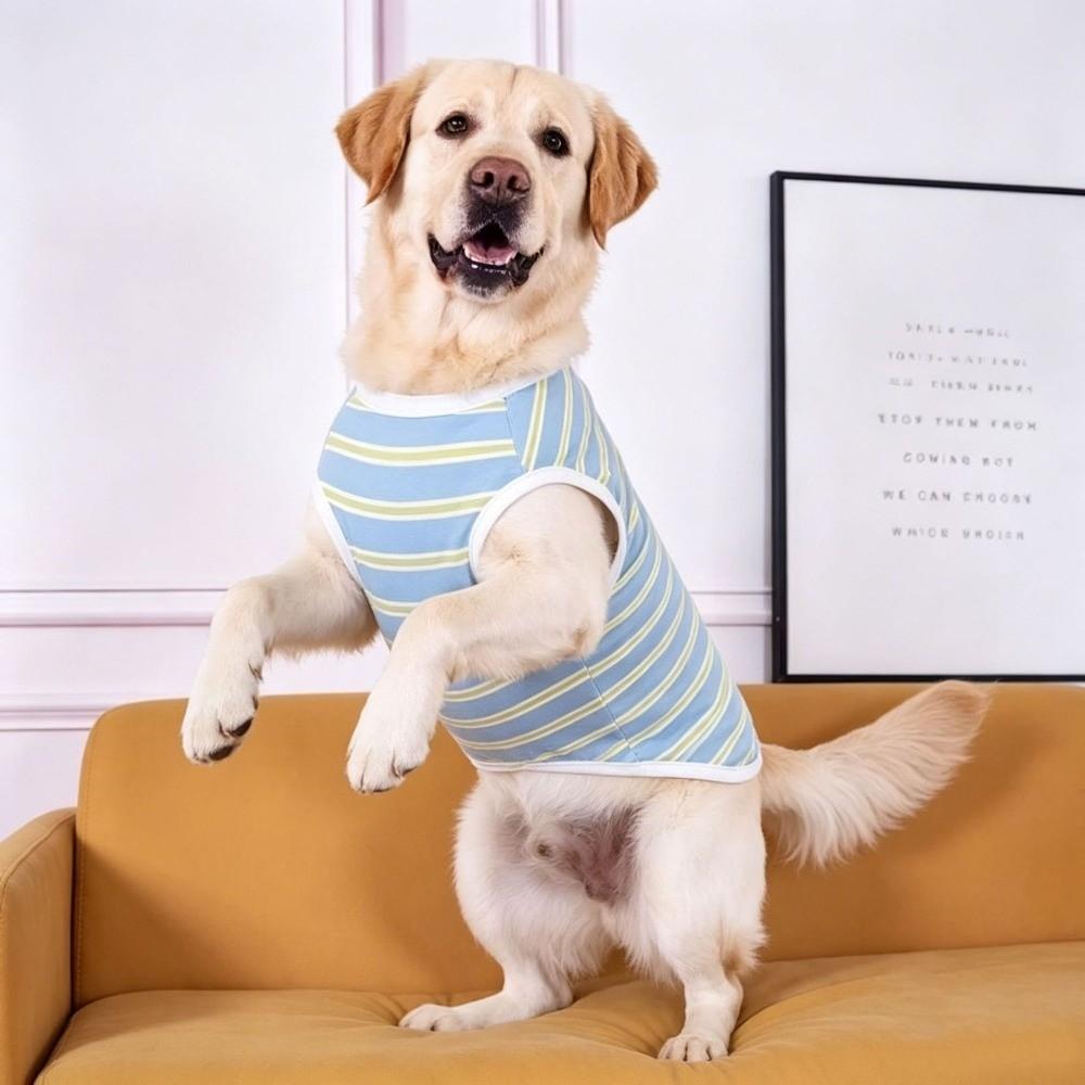 Soft Dog Cooling Vest Round Neck Dog Sunscreen Vest Fashion Pet Striped T-Shirt Home Clothes