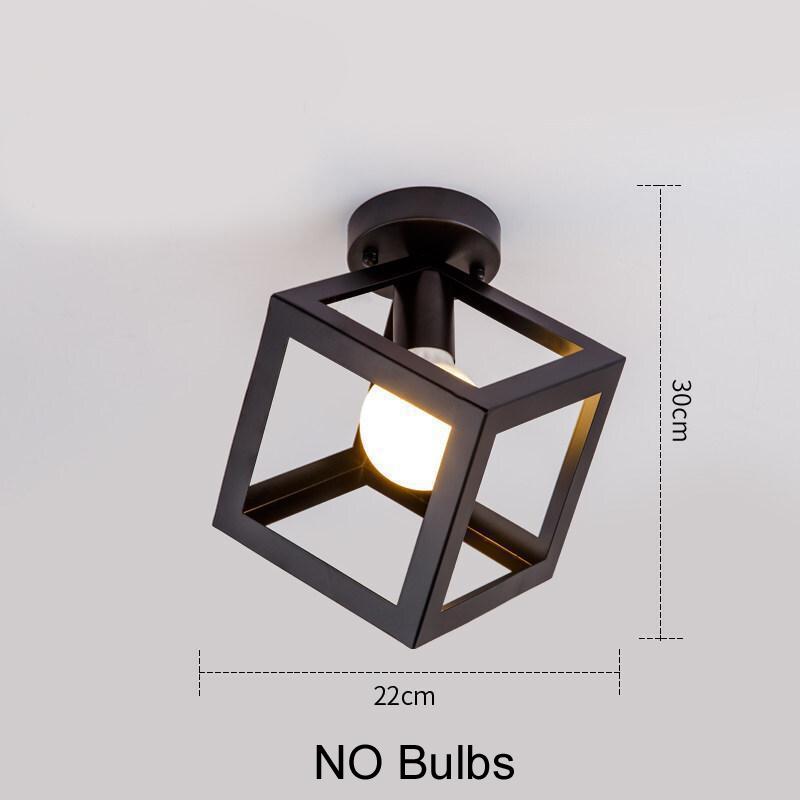 E27 Retro Ceiling Lamps Black Industrial Light Fixture Vintage Semi Flush Mount Ceiling Lights Porch Hallway Stairway Mini Metal