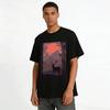Vintage Mountain Sunset Elk Silhouette Graphic Casual T-Shirt Pure cotton T-shirt