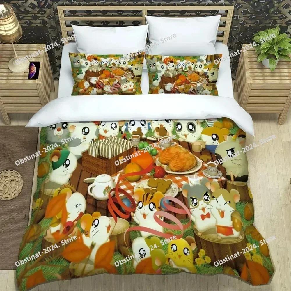 3D Printing Cartoon Lovely Hamtaro Bedding Set Duvet Cover Pillow Set Birthday Gift Boys Quilt Cover Bedding Home Textiles