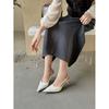 2025 Spring and Autumn New French Pointed Stiletto Single Shoes Temperament Pointed Empty Sandals Women's High Heels
