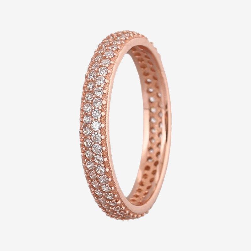 925 Sterling Silver Pan Ring Rose Gold Source Of Inspiration With Crystal Cz Ring For Women Wedding Party Fashion Jewelry