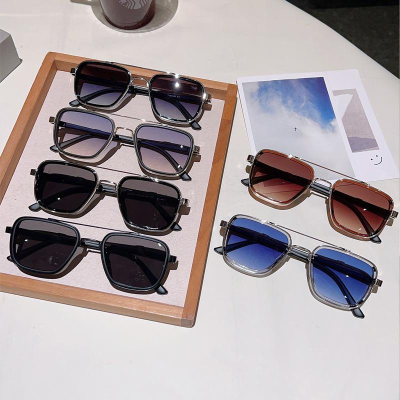 New European and American metal frame double beam retro sunglasses men's street fashion trend sunglasses