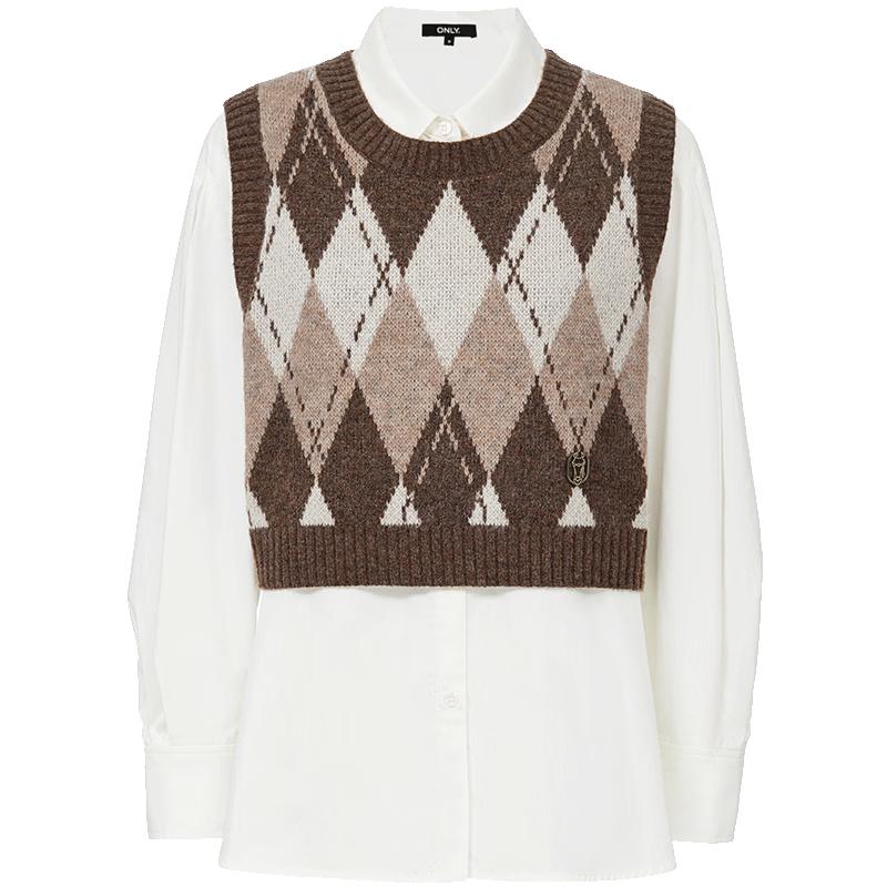 ONLY Women's Argyle Knit Vest & Shirt Set