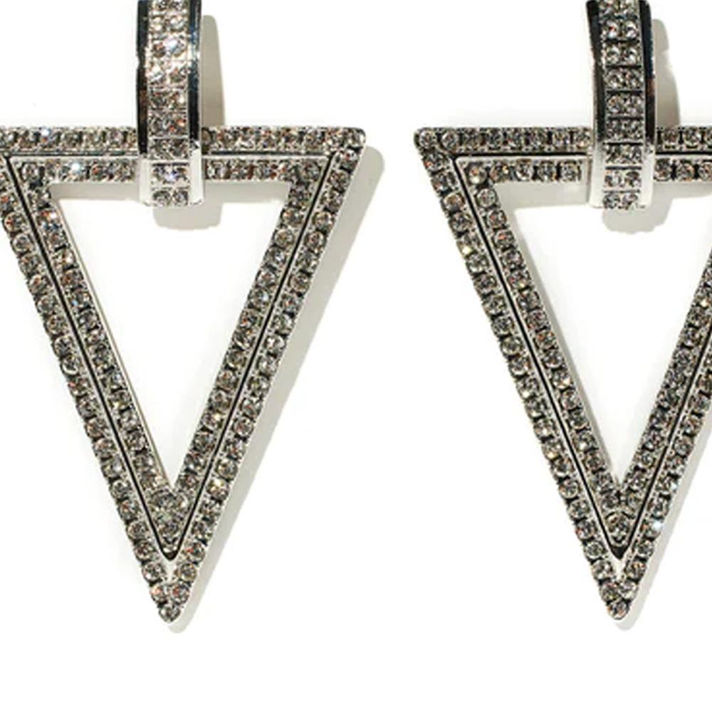 Triangle Rhinestone Earrings, Fashion Temperament Shiny Full Diamond Earrings Accessories Women'S Earrings