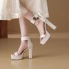 Sandales à lanières à bout ouvert et à semelles épaisses pour femmes 2025 Nouvel Été, Talons ultra-hauts, Talons épais, Bout carré Chaussures romaines pour femmes