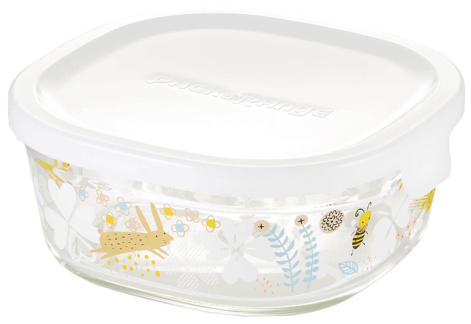 

iwaki Glass Airtight Shinji Nordic Garden Heat-Resistant Container, Kato, Design, Square, 450ml, B3240-SNF