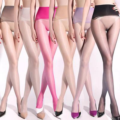 Black Purple Women Shiny Oil Sexy Tights Ultra-Thin Aurora Series Seamless Tights Stocking Clubwear Transparent Pantyhose Linger