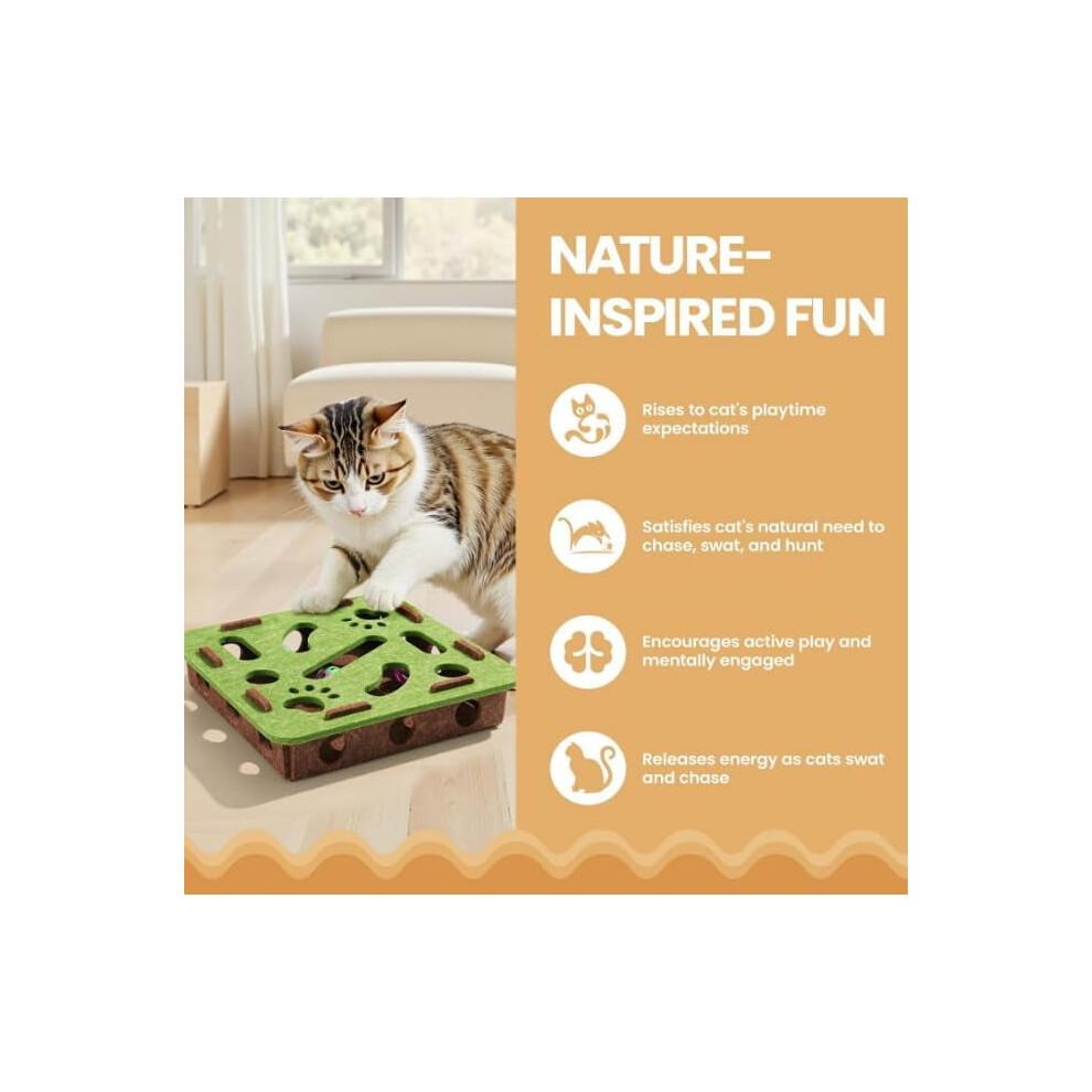 Cat Scratch Puzzle Enrichment Box, Interactive Pet Puzzle Game, with 3 Bell for Indoor Cats Scratching, Stimulate Kittern Energy and Instincts