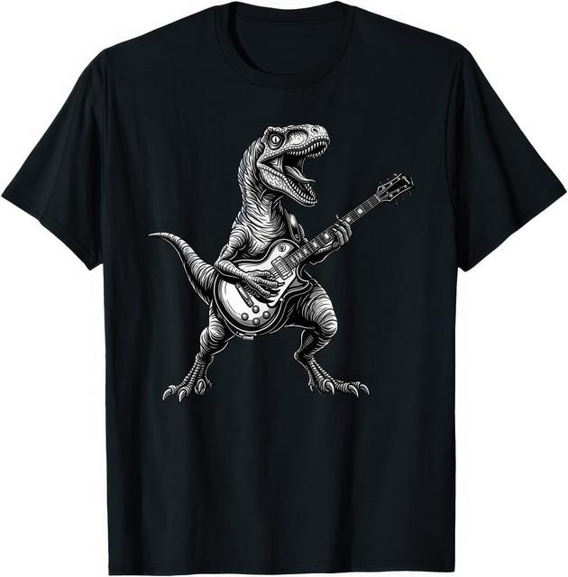 Rock Dinosaur Playing Electric Guitar Music Lover Funny T Shirt XXXL