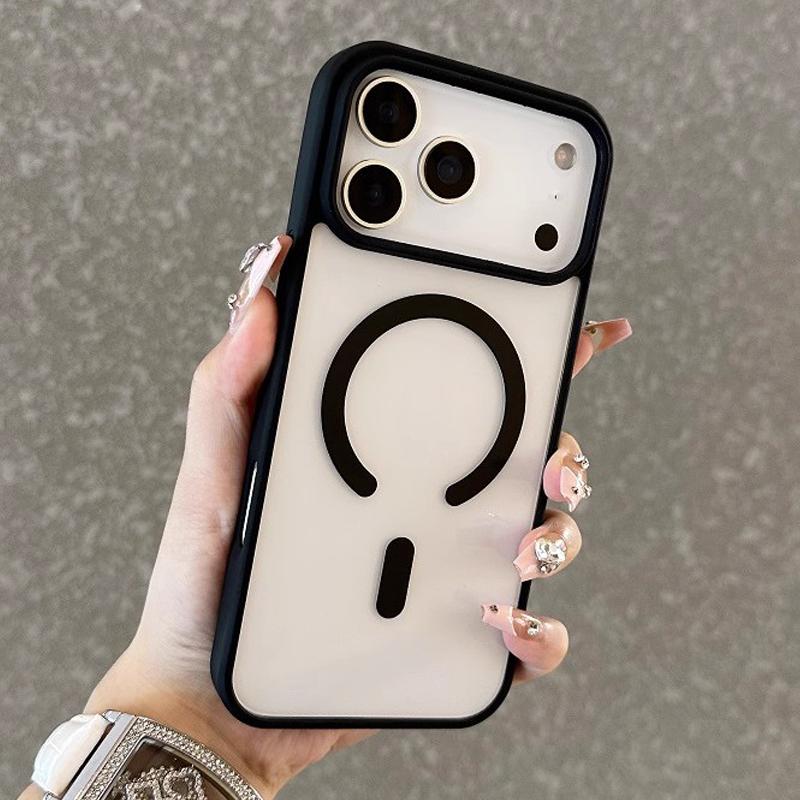 For Magsafe Transparent Phone Case for 17 Air 16 15 14 Plus 13 12 11 Pro Max Shockproof Magnetic Wireless Charging Cover