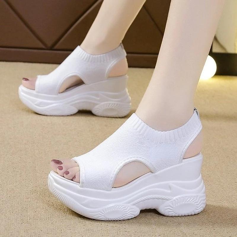 Fashion Comemore Women Sport Sandals Mesh Casual Ladies Wedge Shoes 2025 Platform Slip-On Female Sandalias Soft Thick Bottom White Mujer