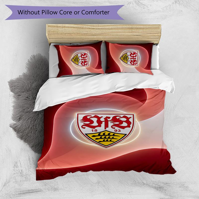 Set Lenzuola Stampato Calcio VfB Stuttgart 3 Pezzi, Comodo Set Copripiumino per Camera da Letto Amico della Pelle