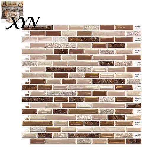 Flexible PET Wall Tiles 3D Gel Faux Mosaic Stickers, Easy Peel & Stick Backsplash Tile Removable Vintage Brick Wallpaper for Kitchen, Living