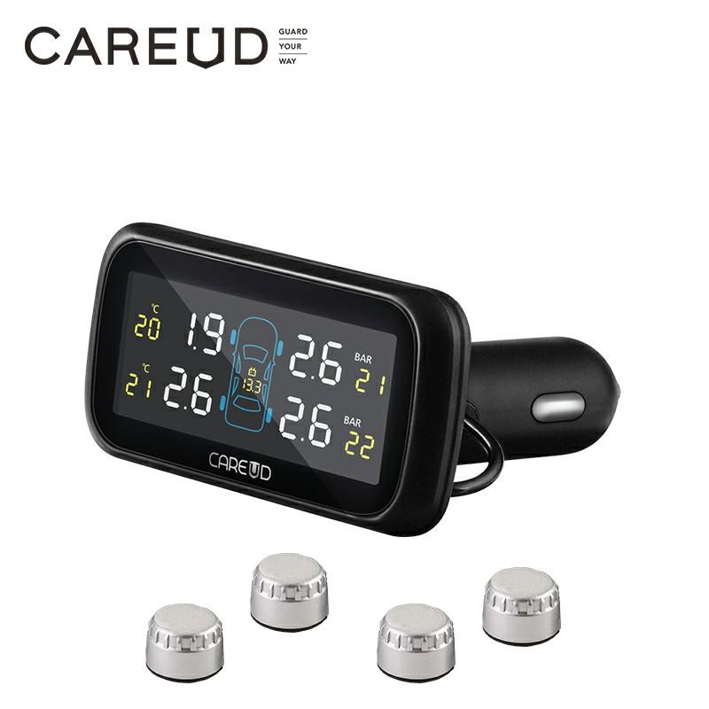 TPMS Auto Car Wireless Tire Pressure Monitoring System with 4 Internal/External Sensors LCD Display Monitor Cigarette Lighter 903-WI