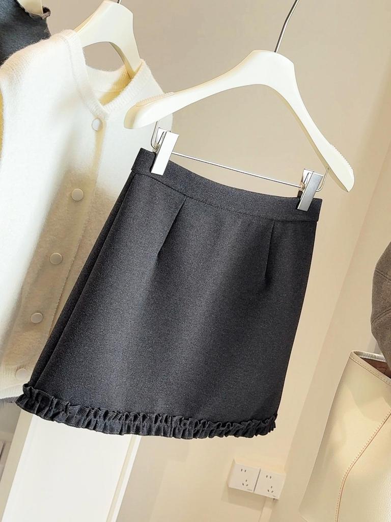 Korean Style High-Waist Wool Plaid Skirt - Women's Autumn/Winter Slim-Fit, Hip-Hugging, Anti-Exposure Short Skirt