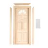 Rural Farmhouse Styles Unpainted Wood Door with Semicircular Sun Window for 1/12 Scale Doll House Scene Arrangement
